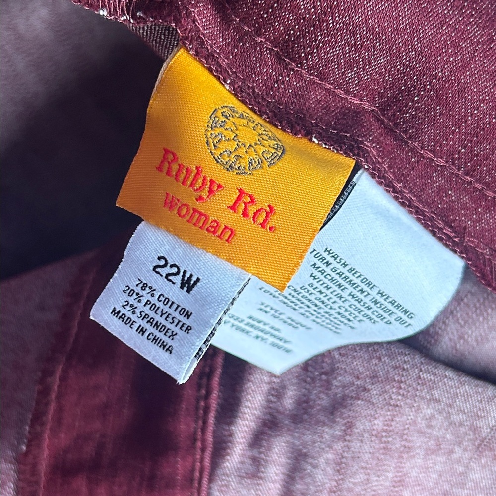 NWT Ruby Rd. Currant pull on pants size 22W - Picture 4 of 4
